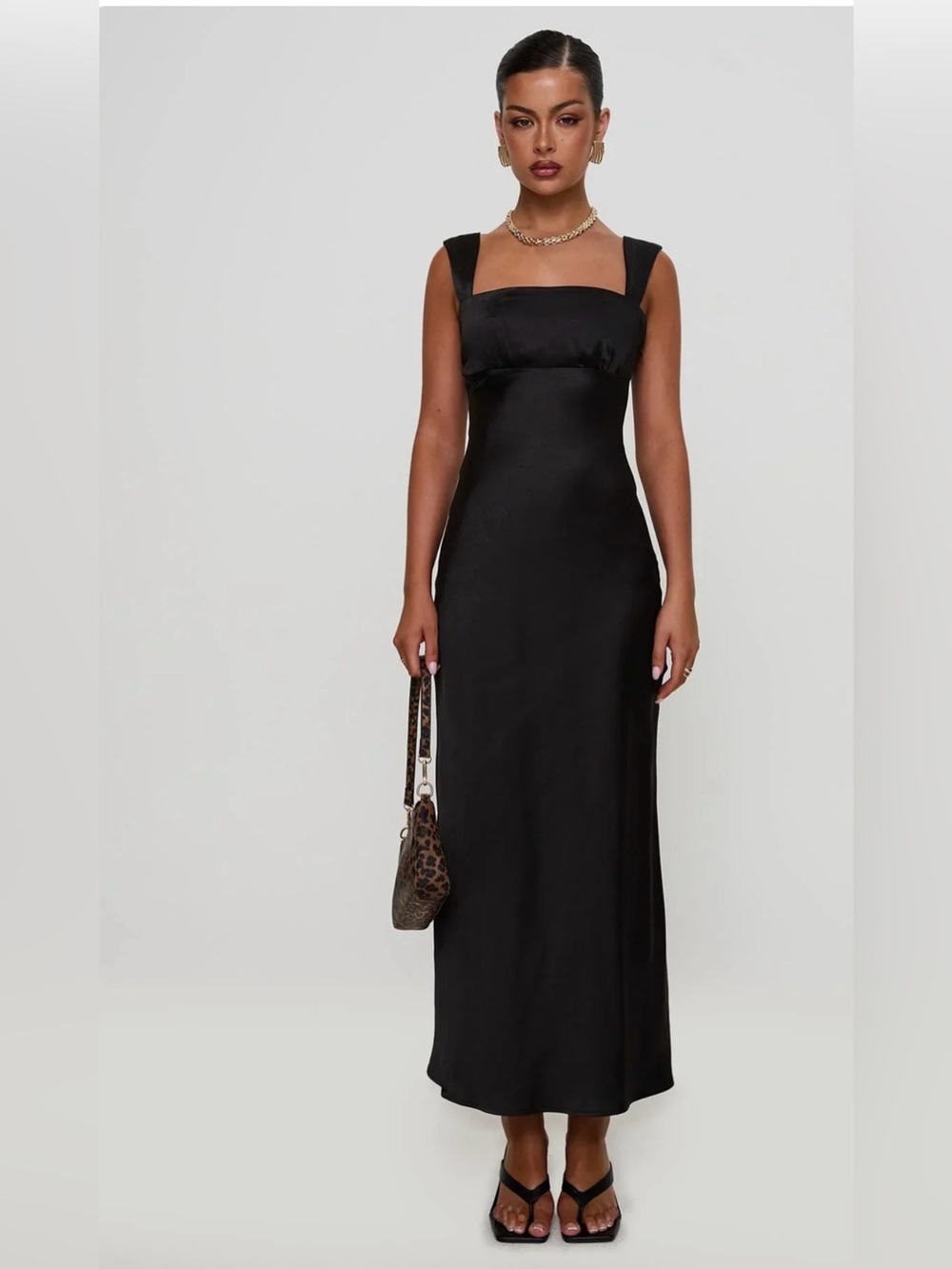 Princess Polly. Black Square-Neck Slip Dress - Classic Evening Dress size 6